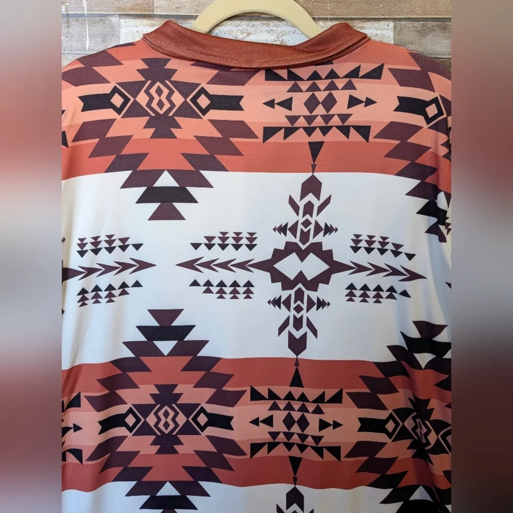New Brown & White Aztec Top With Metal Buttons - Picture 14 of 15
